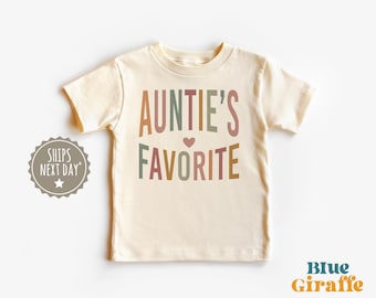 Ulubiona koszulka dla malucha Retro Auntie - Ulubiony strój siostrzeńca/siostrzeńca - Ujawnienie ciąży - Boho Naturalna koszulka dla malucha i młodzieży