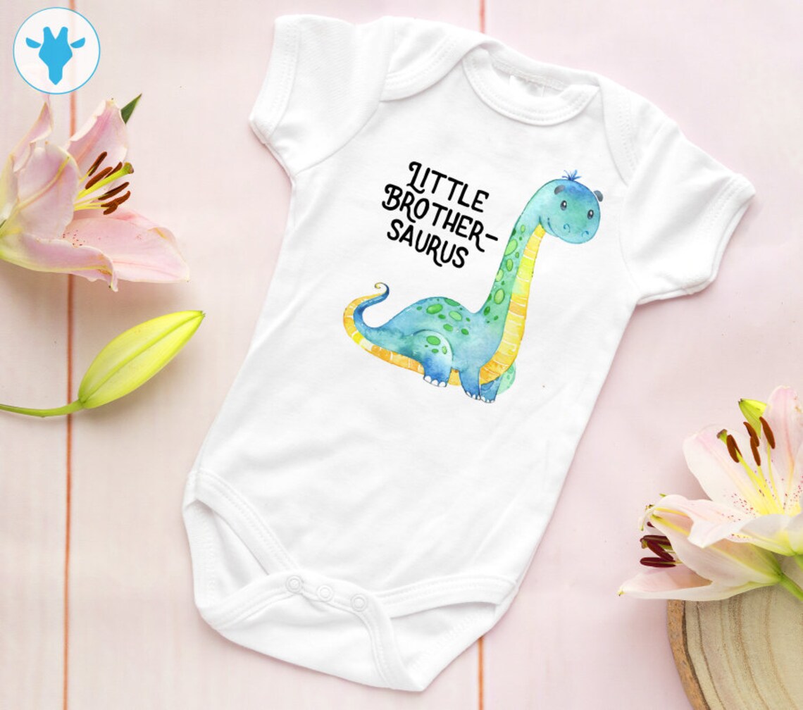 Little Brother-saurus Bodysuit, Funny Baby Clothes, Dinosaur Baby Gift ...