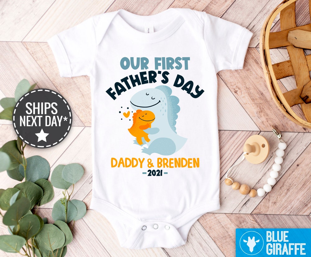 Announcement Onesie Our First Father’S Day Boy Onesie®, Cute Personalized Father’S Day Onesie®, Our First Father'S Day Onesie® Cute Dad Onesie Unisex Style Prowallart