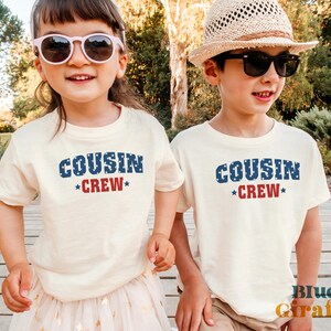 4th of July Cousin Crew Shirts - Independence Day Cousin Shirt - Cute Red, White and Blue - Natural Boho Kids Graphic Tee