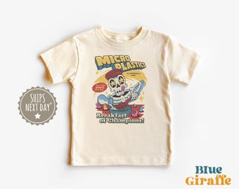Funny Microplastics Breakfast Kids Tshirt - Skeleton Toddler Graphic Tee - Vintage Y2K style - sarcastic Tshirt