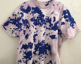 Bleach tie dye on blue shirt sale