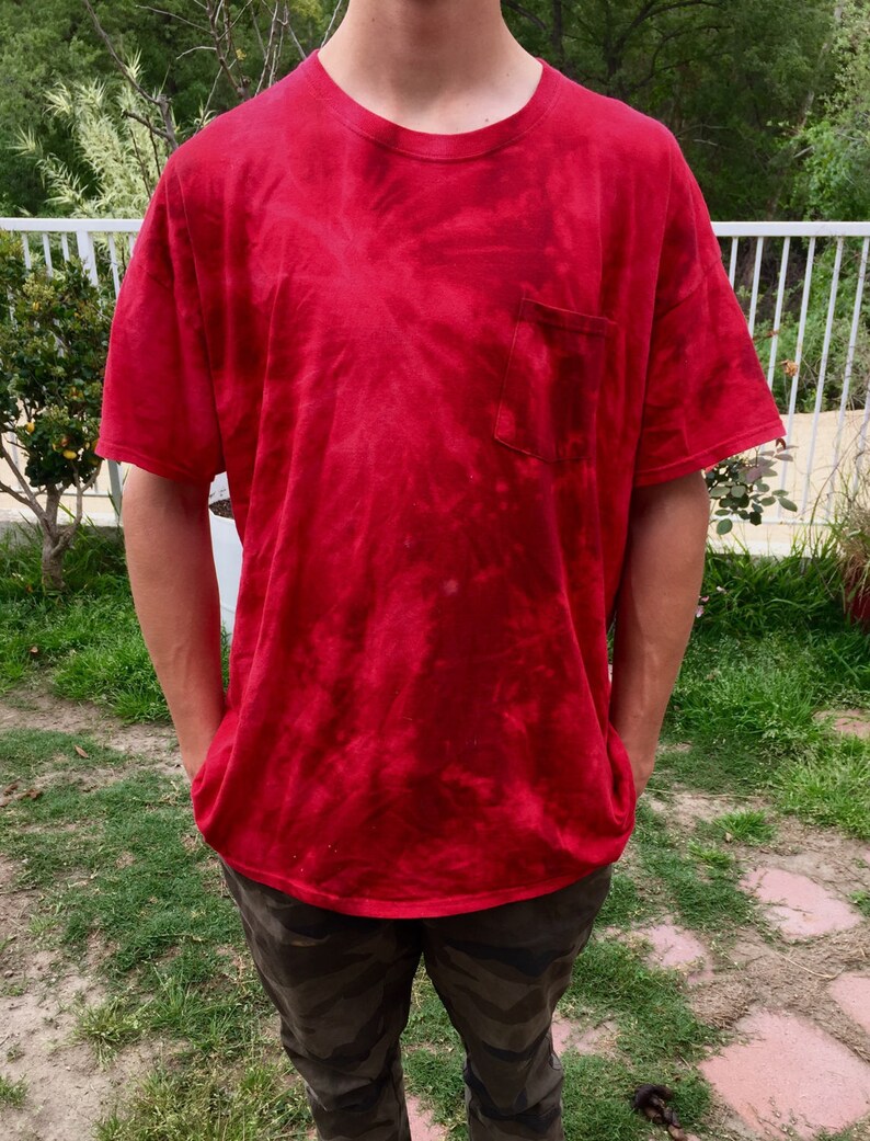 bleach tie dye on red shirt