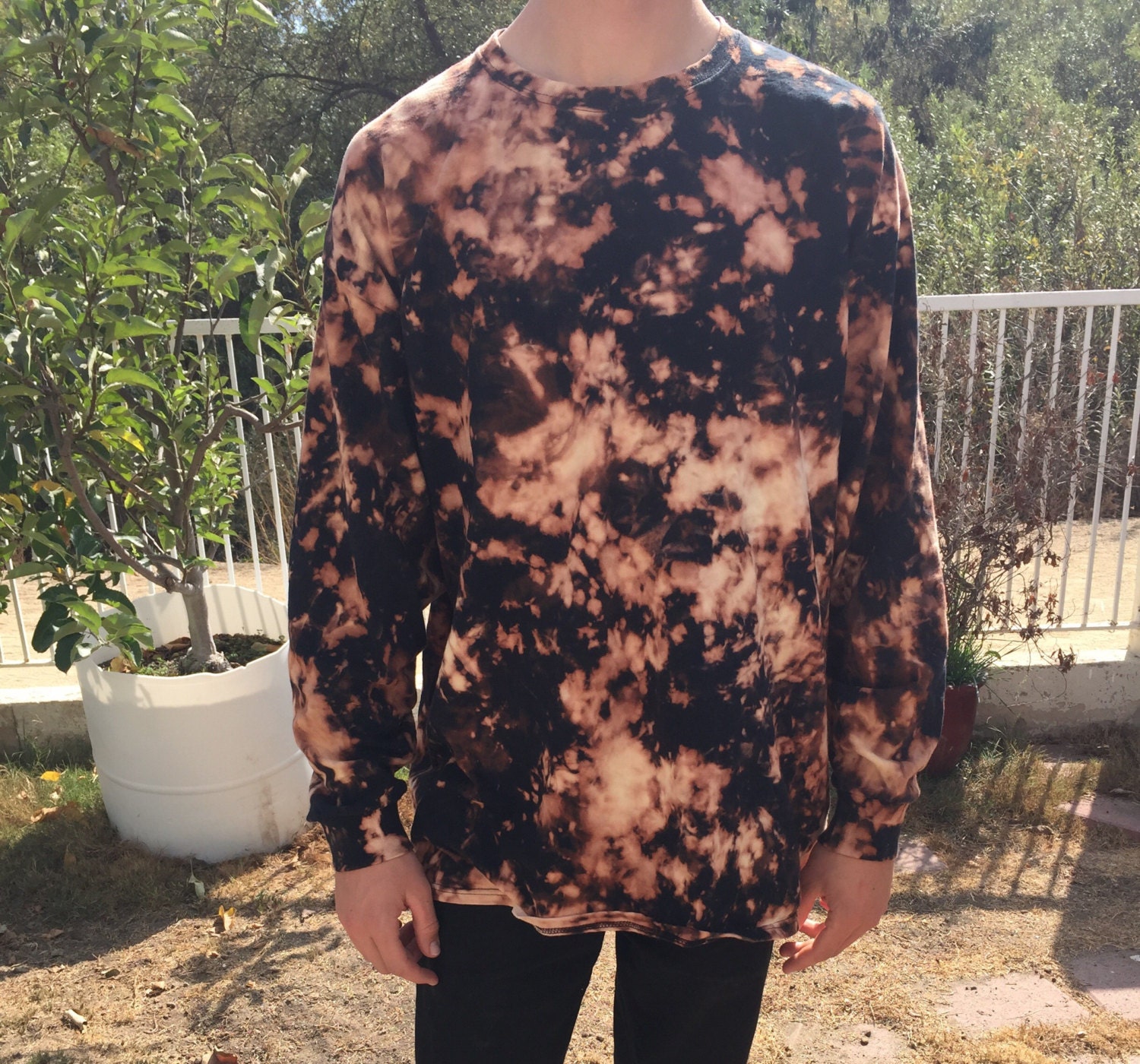 Bleach tie dye long sleeve sale