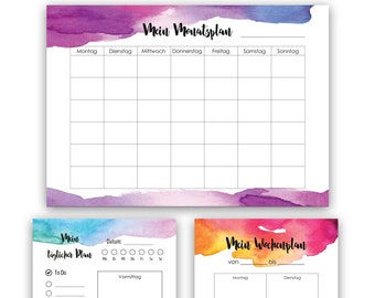 To Do Planner Set 3-piece, weekly planner, daily plan, monthly planner, to do list, to do block, organization, office organizer, weekly calendar