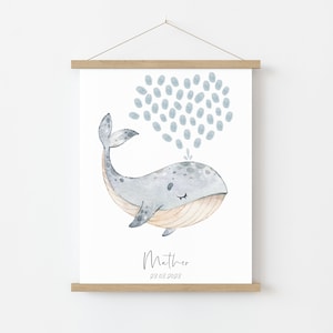 Guest poster BAPTISM WAL personalized with name as a gift for a baptism FINGERPRINT