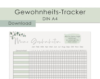 GEWOHNHEITEN Gewohnheitstracker PDF Download Gewohnheiten Vorlage Habit tracker Routine Tracker