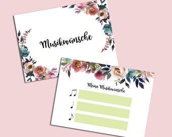50 Musikwunschkarten /"Blaue Hochzeit/" für Hochzeiten und Geburtstage