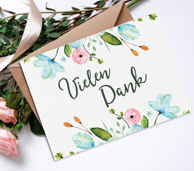 Postkarte Vielen Dank Weiße Hochzeit, Karte Danke, Dankeskarte Hochzeit, Danke Geschenk, Danke Postkarte, Danksagung Hochzeit, dankeschön Bild 1