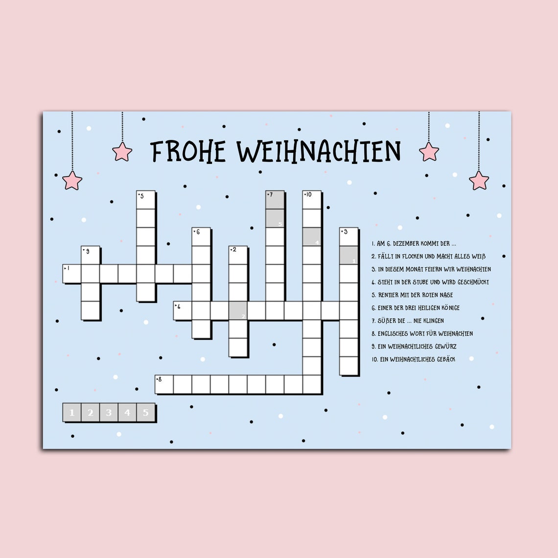 Weihnachtskarte KREUZWORTRÄTSEL Postkarte Weihnachten Etsy.de