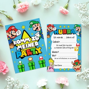 10 x invitation cards children's birthday party SUPER MARIO 10 bags incl. sticker giveaway children's birthday party image 5