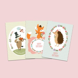 Ensemble de cartes d'anniversaire de 3, ensemble de cartes postales, carte postale d'anniversaire, maman d'anniversaire, ami d'anniversaire, idée cadeau, anniversaire de carte postale