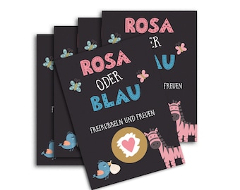 5 x Rubbelkarten Geschlecht Baby Mädchen oder Junge? Rubbellose Baby Überraschung