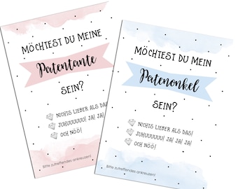 Postkarten Pate fragen 2er Set Patenonkel fragen Patentante fragen