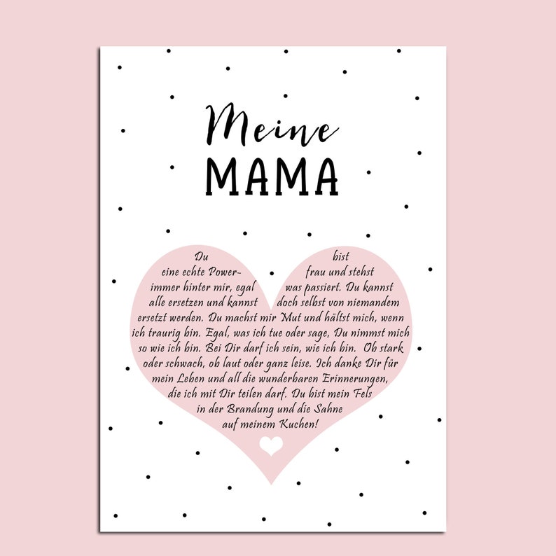 Postcard MY MAMA Heart Message incl Envelope Mother/'s Day Gift