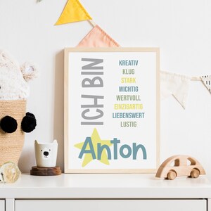 Cartel SOY habitación infantil personalizable cartel infantil AFIRMACIONES regalo nacimiento o vuelta al cole