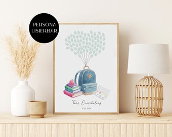 Guest poster SCHOOL BEGINNING personalized with name as a gift for school enrollment FINGERPRINT