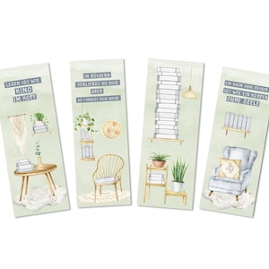 Bookmark Set BOOKS, 4 Bookmarks Gift Girlfriend, Gift Woman, Bookmark Paper