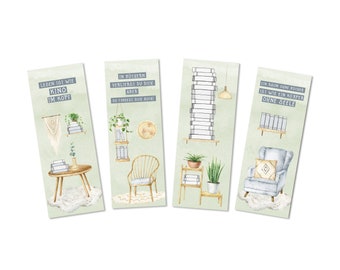 Bookmark Set BOOKS, 4 Bookmarks Gift Girlfriend, Gift Woman, Bookmark Paper
