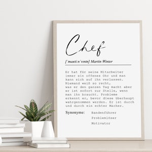 Poster CHEF personalisiert mit Namen als Geschenk für deinen Chef Kollegen Geschenk Bild 1