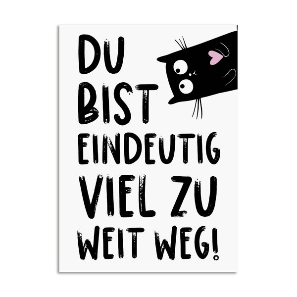 Postkarte EINDEUTIG viel zu weit weg Geschenk Freundin Postkarte Ich vermisse dich