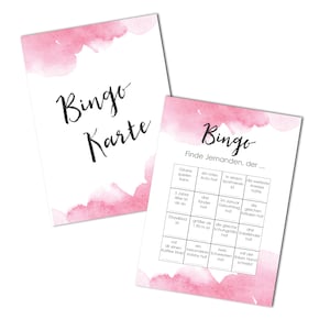 50 Bingokarten "Aquarell Hochzeit" Hochzeitsbingo