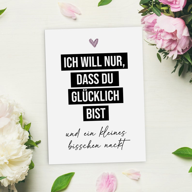 Postkarte Ich will nur, dass Du GLÜCKLICH bist Geschenk Valentinstag Postkarte Liebe Bild 2