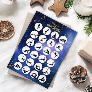 Postkarte Adventskalender YOGA DUNKEL Weihnachtskalender Postkarte A6 Yoga Geschenk