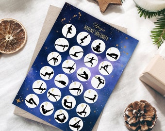 Postkarte Adventskalender YOGA DUNKEL Weihnachtskalender Postkarte A6 Yoga Geschenk