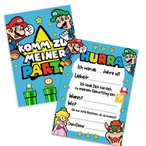 10 x invitation cards children's birthday party SUPER MARIO 10 bags incl. sticker giveaway children's birthday party image 2
