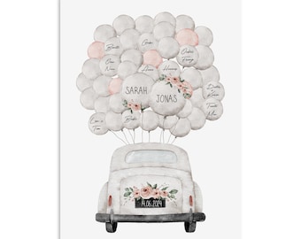 Guest poster WEDDING Balloons PERSONALIZED with name and date as a gift for the wedding Guest book wedding