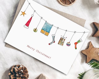 Christmas card "Merry Xmas clothesline" Christmas cards Christmas greetings for business Christmas gifts gifts Christmas greeting card