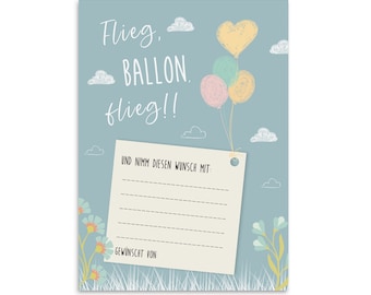Balloon flight cards WISH Farewell school, farewell kindergarten