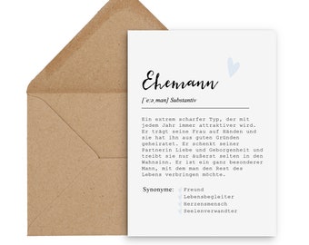 Postcard HUSBAND incl. envelope husband gift definition husband card