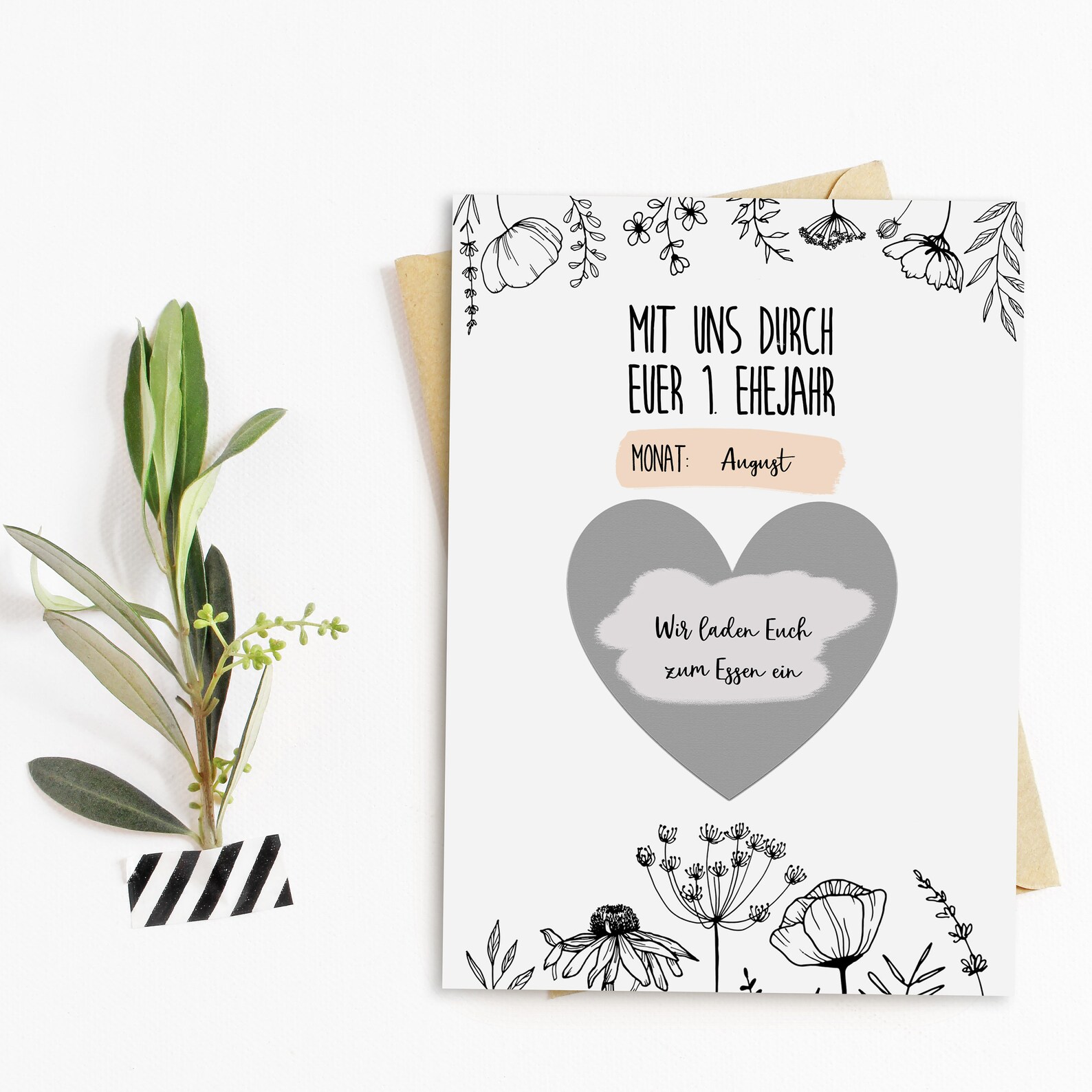 Hochzeitsspiel 12 Monate Jahresspiel FLOWERS 12 Postkarten zum Etsy