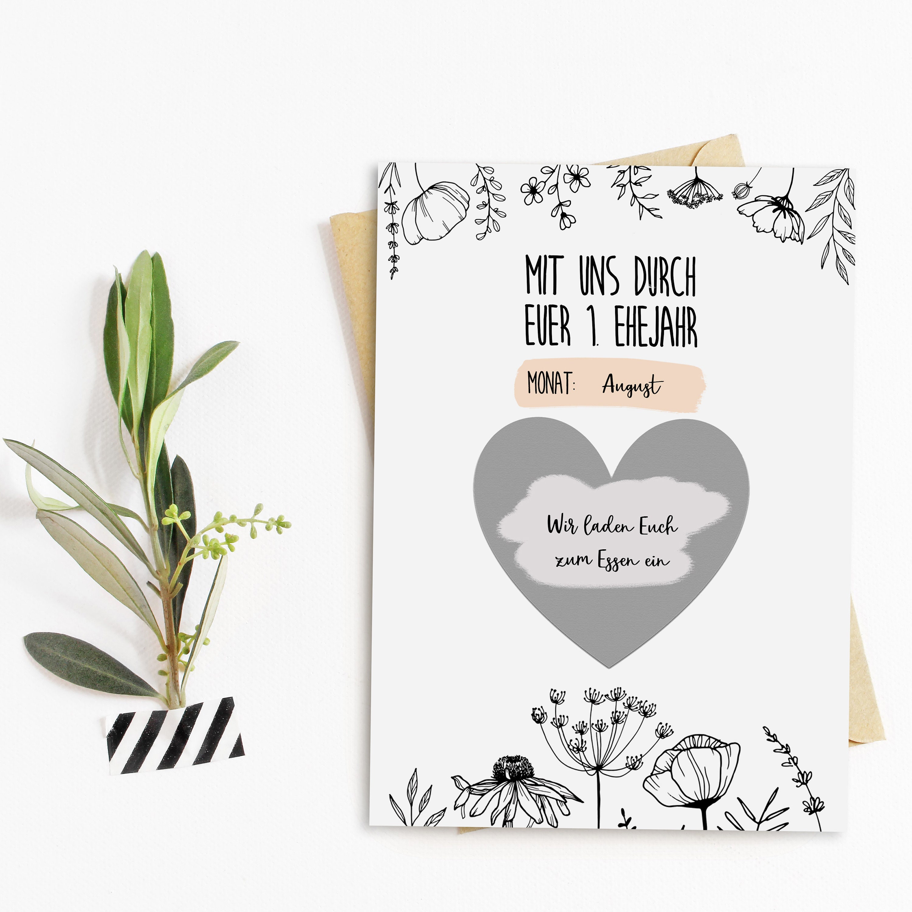 Hochzeitsspiel 12 Monate Jahresspiel FLOWERS 12 Postkarten zum Etsy