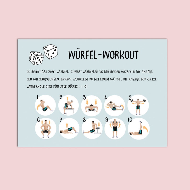 Postkarte Fitness Würfel-Workout, Postkarten Motivation, Sport, Challenge Fitness Neujahr Postkarte Bild 8