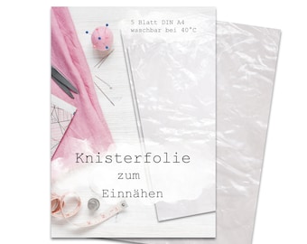 Knisterfolie zum Einnähen 5 Blatt DIN A4, Knisterpapier zum Einnähen