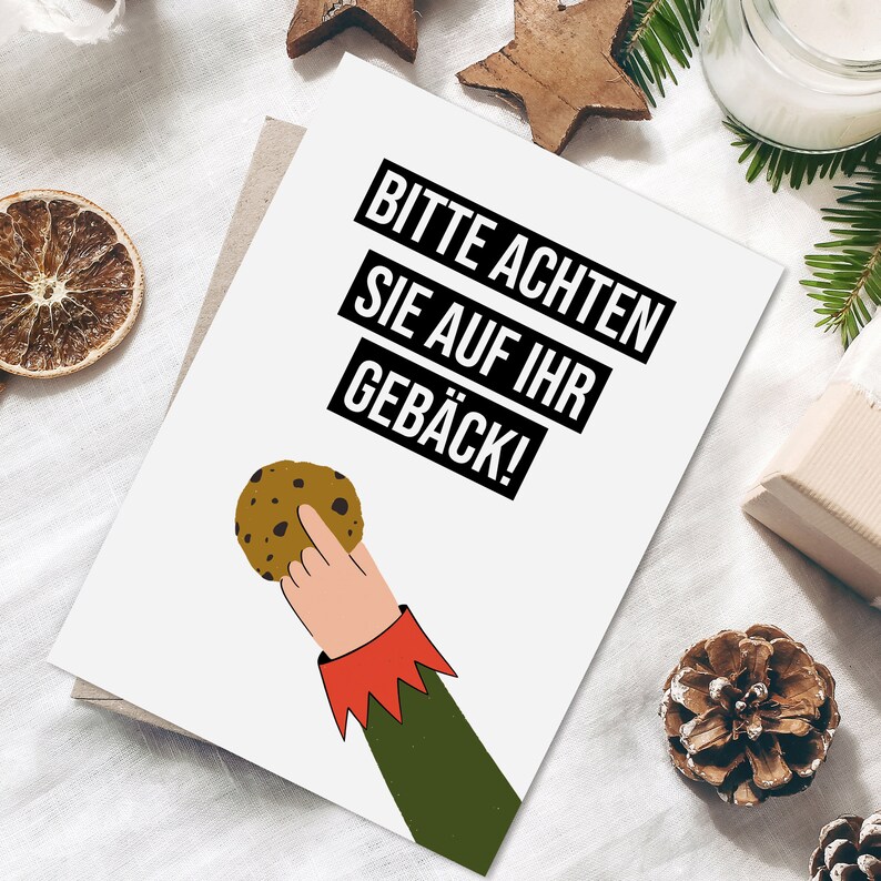 Weihnachtskarte GEBÄCK lustig Postkarte Weihnachten lustig Spruch Bild 2