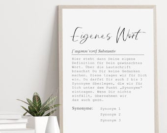 Poster OWN WORD personalized with your definition as a gift for friends or colleagues