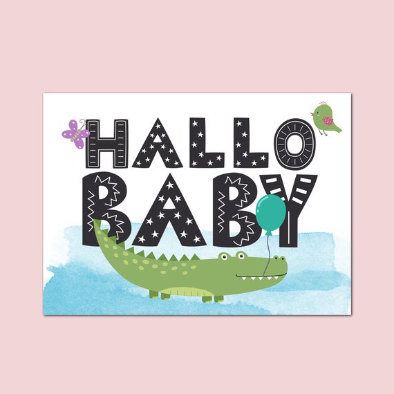 Baby Gift Postcard Baby /"Hello Baby Boy/" Gift for Birth