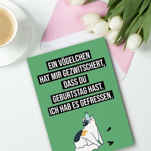 Geburtstagskarte Katzen VÖGELCHEN Geschenk Freundin Geburtstag Katzen Karte Bild 2