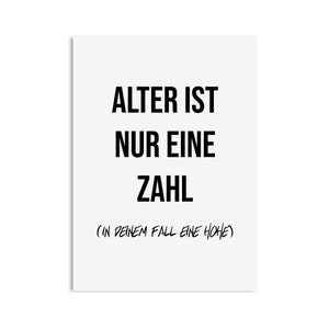 Geburtstagskarte ALTER ist nur eine ZAHL lustige Postkarte Geburtstagskarte Männer
