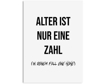 Birthday card AGE is just a NUMBER funny postcard birthday card men