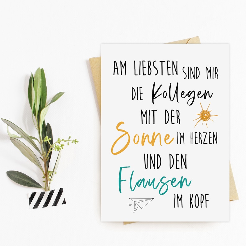 Postkarte Kollegen Abschied FLAUSEN im Kopf Kollegen Geschenk Postkarte Sprüche Ruhestand Karte Bild 2