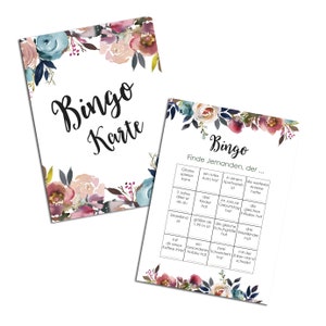 50 Bingokarte Hochzeit "Boho Hochzeit", Hochzeitsspiele Gäste, Bingo Hochzeit, Hochzeitsspiel deutsch, Hochzeitsbingo, Gastgeschenk Hochzeit