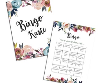 50 Bingokarte Hochzeit "Boho Hochzeit", Hochzeitsspiele Gäste, Bingo Hochzeit, Hochzeitsspiel deutsch, Hochzeitsbingo, Gastgeschenk Hochzeit