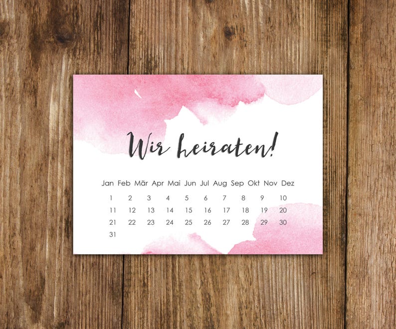 Save the Date Karten Aquarell Hochzeit Kalender 50 - Etsy.de