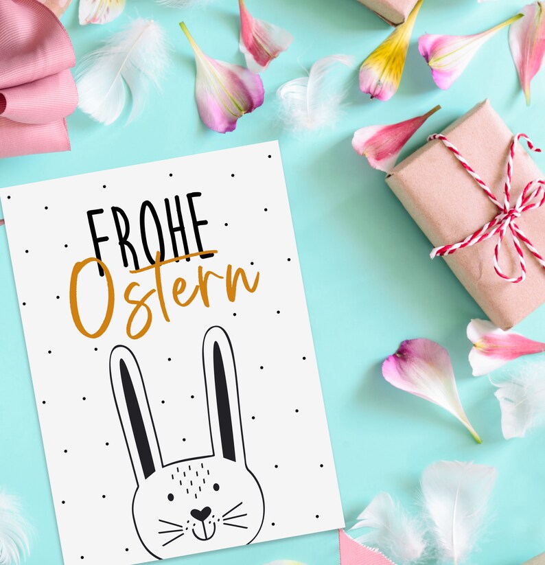 Osterkarte FROHE OSTERN schwarz weiß Ostern Geschenk Bild 4