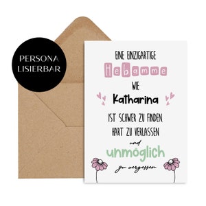 Carte postale cadeau SAGE-FEMME PERSONNALISABLE Merci idée cadeau sage-femme